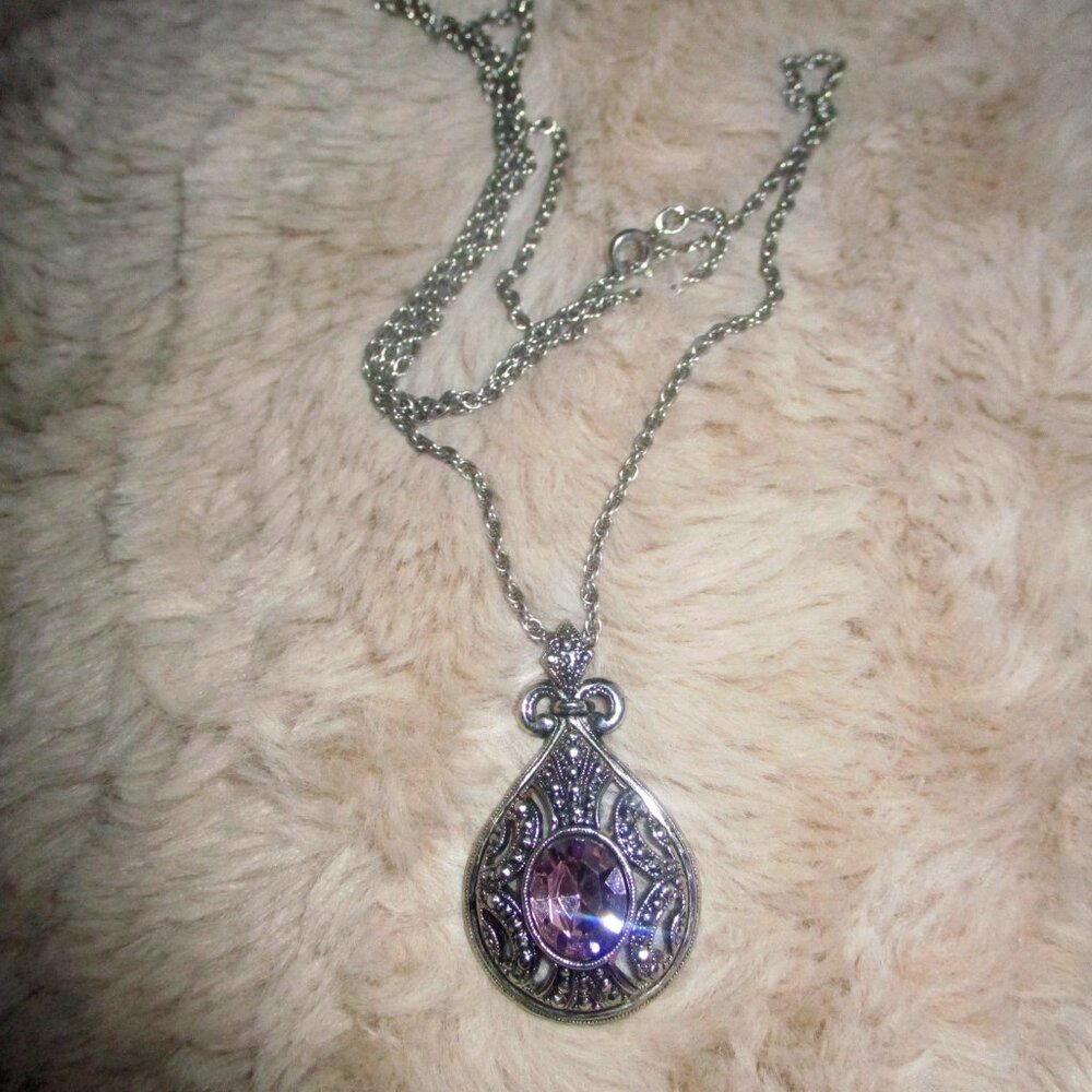 Pendant with Pink Stone 24" Chain